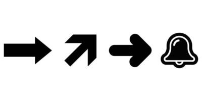 Simple arrow icons with circular ball and notification bell vector