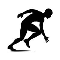 Runner preparing for sprint in dynamic silhouette starting position vector