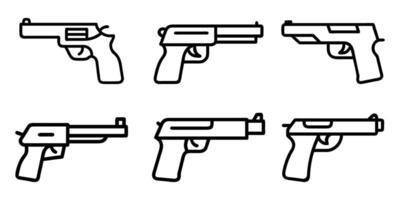 Gun icon set outline vector