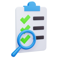 3D Icon Checklist Form With Magnifier png