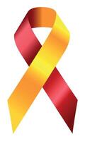 Realistic Awareness Yellow with red ribbon. World Hepatitis Day. Yellow-red awareness ribbon. 3d tape EPS 10. Design Template for poster, Website Magazine vector