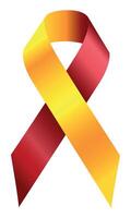 Yellow-red awareness ribbon. Realistic Awareness Yellow with red ribbon. World Hepatitis Day. 3d tape EPS 10. Design Template for poster, Website Magazine vector