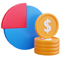 3D Icon Chart With Coins png