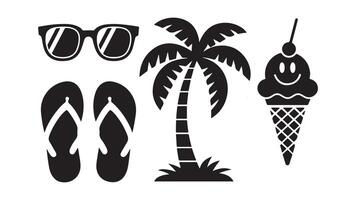 illustration of a set of beach icons vector