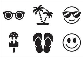 illustration of a set of beach icons, set of summer icons vector