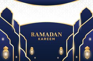 3D Style Ramadan Kareem Design with Mosque Silhouette and Stars vector
