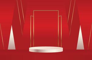 Abstrack Background Design Luxury Style with podium in red background vector