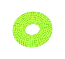 Y2k 3d wireframe torus patch, cyber tech trendy net structure illustration, brutal art geometry grid element graphic, y2k abstract mesh pattern form symbol. vector