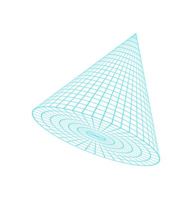 Cyberpunk 3d mesh cone, futuristic geometric 3d wireframe structure object, 90s retro neon grid pattern element illustration, cyberpunk geometry mesh form graphic.