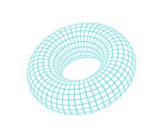 Y2k 3d grid donut, y2k neon 3d wireframe figure illustration, 90s retro abstract mesh element icon, vaporwave geometric grid pattern form graphic, brutal art trendy net shape symbol. vector