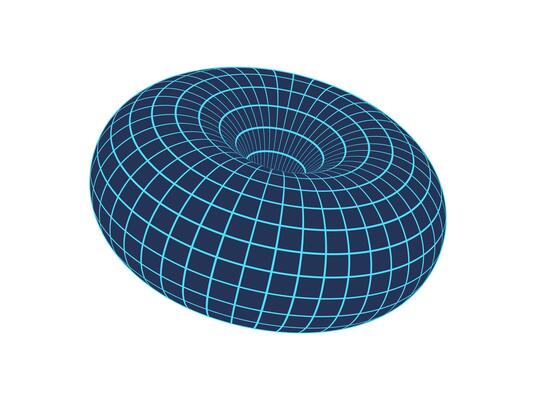 Y2k 3d grid donut, 90s retro trendy grid pattern element graphic, y2k geometry 3d wireframe figure illustration, brutal art geometric net shape object, cyber tech abstract wire frame form icon.