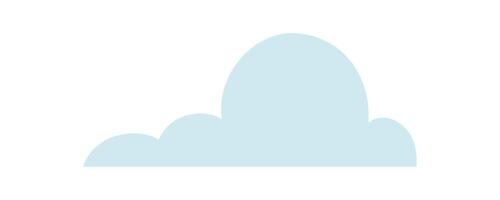 Blue cloud shape in flat design style. Fluffy character of a cloud with soft edges. Isolated light blue shape in digital, cartoon design, ideal for weather backgrounds and illustrations. vector