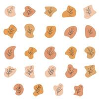 Minimalist Botanical Abstract Blob Set - Hand Drawn Leaf Ellements vector