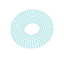 Y2k 3d mesh torus, brutal art trendy wire frame shape illustration, cyberpunk neon 3d wireframe element icon, vaporwave geometry net pattern structure symbol, y2k geometric mesh figure object. vector