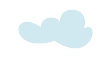 Blue cloud shape in cartoon graphic style. Fluffy character of a cloud with soft edges. Isolated light blue shape in digital, cartoon design, ideal for weather backgrounds and illustrations. vector