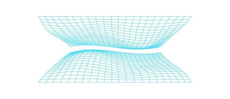 Cyberpunk 3d grid tunnel, futuristic abstract wire frame form symbol, vaporwave neon grid pattern structure icon, y2k trendy 3d wireframe shape illustration, cyber tech geometry net figure object. vector
