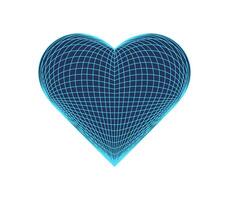 Y2k 3d grid heart, brutal art trendy mesh pattern structure graphic, vaporwave geometry grid form symbol, futuristic abstract 3d wireframe shape object, cyber tech geometric net element icon. vector