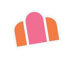 Brutalist abstract icon sticker. Modern shape element. Bold figure with a flat style, representing contemporary brutalism. This graphic design suits various uses, from trendy decoration to retro vector