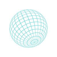 Geometric 3d wireframe globe, futuristic abstract net figure symbol, vaporwave neon wire frame element icon, cyberpunk geometric mesh form object, y2k trendy grid pattern shape graphic. vector