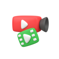 camera with lens and button isolated 3d render icon illustration png
