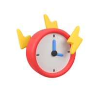 Clock with thunder flash isolated 3d render icon illustration png