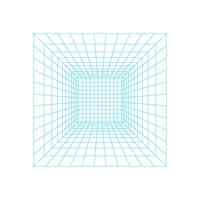 Perspective 3d mesh tunnel, brutal art neon mesh structure graphic, y2k abstract 3d wireframe figure illustration, vaporwave geometric wire frame shape icon, cyber tech trendy net form symbol. vector