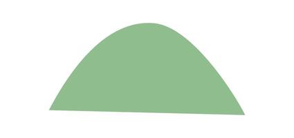 Flat green hill illustration. Simple landscape representing natures beauty. A tranquil scene of outdoor greenery evokes calmness and serenity, suitable for various uses in media. vector