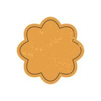 Bold flower shape sticker. Modern icon with abstract design. Grunge texture adds depth, retro element, flat style, potential for various graphic applications. vector