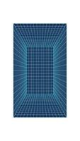 Geometric 3d grid portal, futuristic geometry mesh pattern element graphic, 90s retro geometric grid figure symbol, cyber tech trendy net form illustration. vector