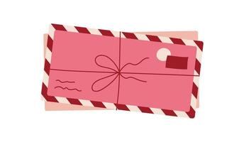 Valentine card in pink with cute message and heart design placed in decorative envelope. Romantic holiday celebration flat style suitable for greeting or invitation contexts. vector