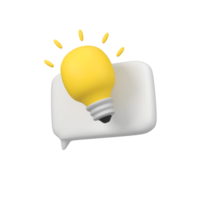 Light bulb idea with speech bubble isolated 3d render icon illustration png