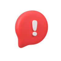 Exclamation mark on red bubble isolated 3d render icon illustration png