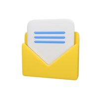 Open envelope with paper sheet Isolated 3D Render Icon Illustration png