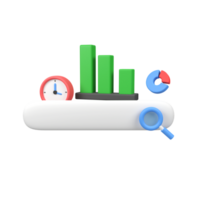 Search bar with graph bar and clock isolated 3d render icon illustration png