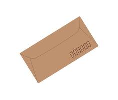Flat envelope for mail and message with postal icon and document label. Creative design in vintage style, ideal for communication correspondence themes in stationery or greeting card projects. vector