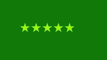 Five star rating customer feedback on Green screen Animation. Animated gold stars positive review customer satisfaction and survey concept. product service experience rating. video