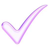 Checkmark icon in translucent glassmorphism design, representing confirmation, approval confirmation success symbol tick validation yes okay, 3d rendering png
