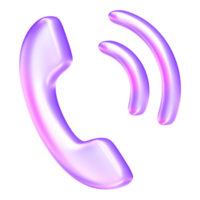 Minimal glassmorphism phone call icon symbolizing contact, communication, or customer service in digital interfaces, incoming call signal, 3d rendering png