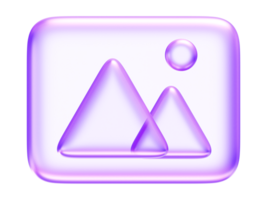 Purple image icon, representing gallery, photo library, media upload, or visual content, 3d rendering png