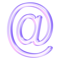 At sign web symbol in purple glassy style, used to represent email, internet communication, online identity, and digital connectivity png