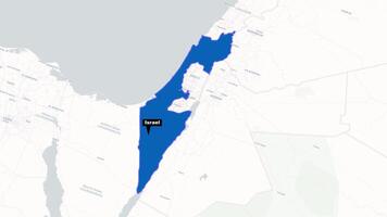 Israel Map with Geographic Regions animation. Realistic Earth Orbit Zoom on Israel with Glowing Borders and Stylized Physical Terrain Map Including Neighboring Regions. Israel and Gaza Conflict Map video