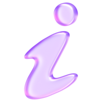 Minimal glassmorphism information icon representing help, support, or details in digital applications, letter i information symbol, 3d rendering png