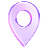 Minimal glassmorphism location pin icon representing map, place, or navigation marker in digital applications, map pointer, 3d rendering png