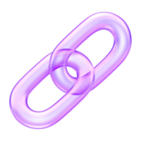 Link icon in translucent purple, used to represent hyperlinks, attachments, or connections, chain link ,connection networking , 3d rendering png