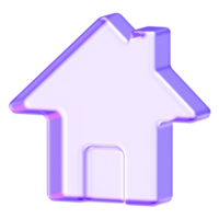 Minimal style home icon in soft purple glass texture, representing homepage, real estate, housing, navigation, or user interface png