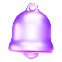 Minimal glassmorphism bell icon representing notifications, alerts, or reminders in modern UI design, 3d rendering png
