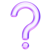 Question mark icon in purple glass style, symbolizing help, FAQ, support query, inquiry, 3d rendering png
