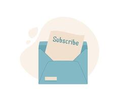 Flat envelope with subscribe message inside. Creative mail and message for communication. Concept of correspondence and delivery, suitable for marketing email campaigns. vector