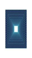 Perspective 3d grid wormhole, futuristic neon grid element illustration, y2k geometry mesh pattern form graphic, brutal art trendy 3d wireframe figure symbol, 90s retro abstract net shape icon. vector
