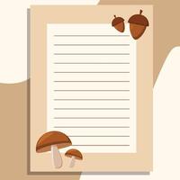 An autumn banner, a sheet of paper, decorated with mushrooms, autumn elements on a beige background. vector